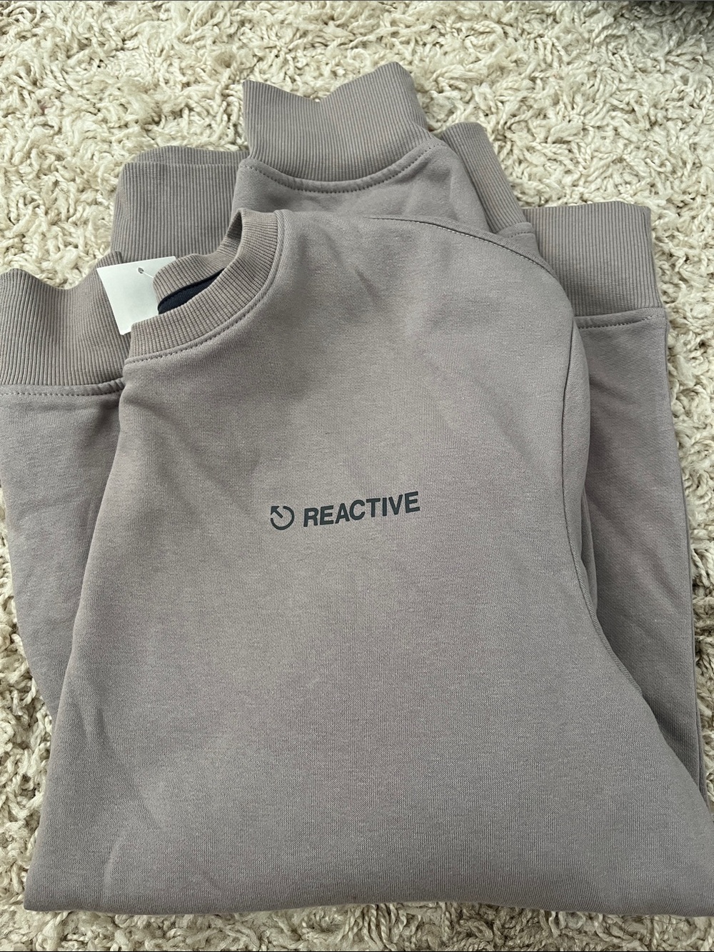 Divided Crewneck Sweatshirt in Taupe Gray with 'Reactive' Logo